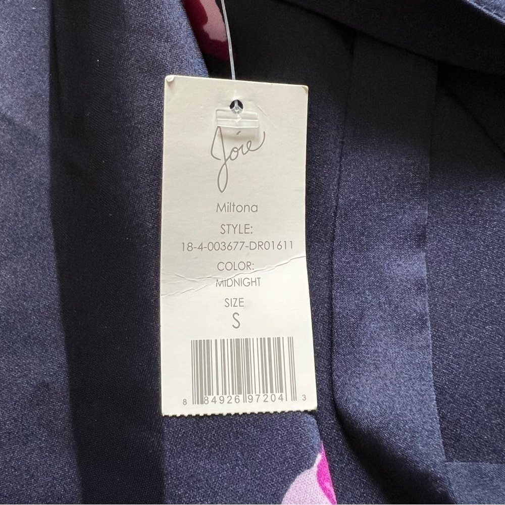 [NWT] Joie Navy Pink Floral Print Silky Satin Wrap Long Sleeve Midi Dress - Sz S - Picture 10 of 15